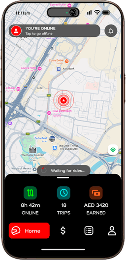 TagMyTaxi Driver App — live tracking