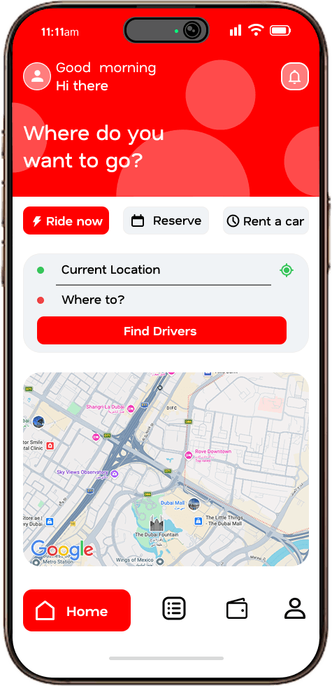 TagMyTaxi Passenger App — home screen
